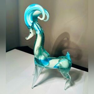 Vintage Murano Blue Swirl Art Glass, MCM, Deer Gazelle Figurine